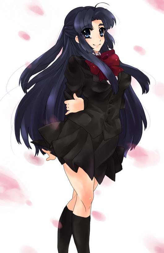 blue_eyes, blue_hair, kneehighs, long_hair, school_uniform, socks, suzumiya_haruhi_no_yuuutsu, tashimo