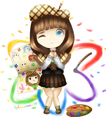 1_boy, 4_girls, bow, brown_hair, chiebukuro_setsuka, cute, danganronpa_(series), hat