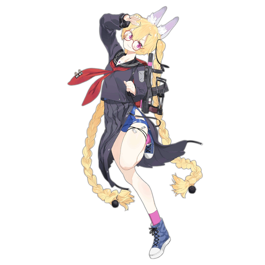 1girl, alternate_costume, animal_ear_fluff, animal_ears, bangs, black_serafuku, blonde_hair, blue_footwear