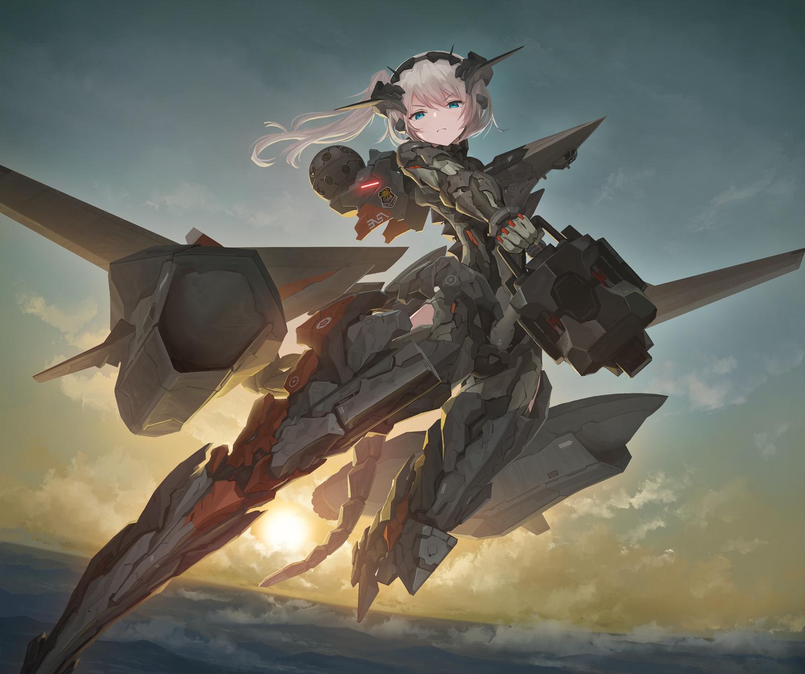 >:(, 1girl, ace_combat, ace_combat_7, blue_eyes, commentary_request, highres, holding