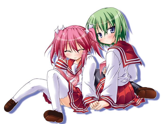 akari_ryuryuwa, iwasaki_minami, kobayakawa_yutaka, lucky_star, multiple_girls, pantyhose, school_uniform, serafuku