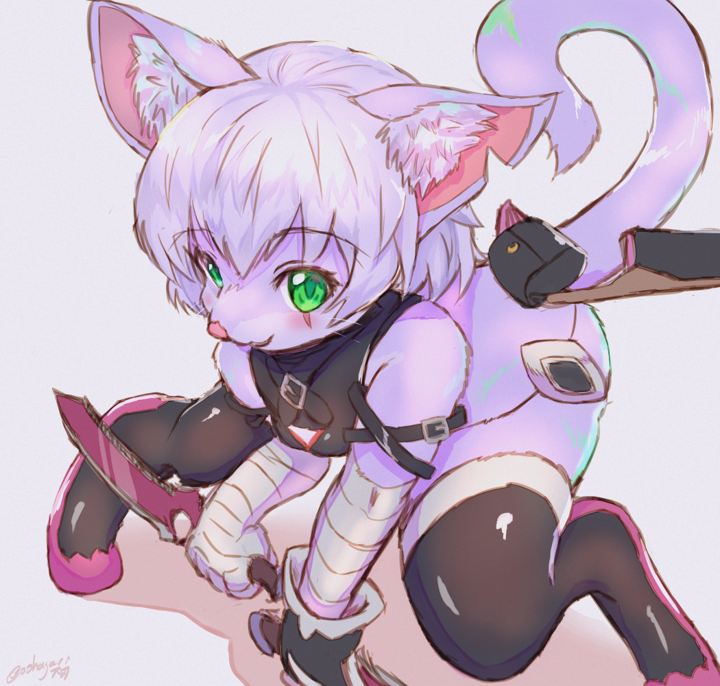 1girl, animalization, arm_belt, artist_name, bandaged_arm, bandages, bangs, bare_shoulders