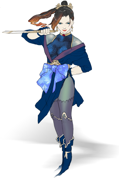 brown_hair, final_fantasy, final_fantasy_iv, final_fantasy_iv_the_after, izayoi, japanese_clothes, ninja, official_art