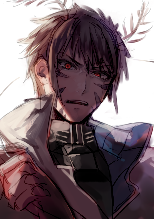 brown_hair, hizamaru_akari, red_eyes, solo, sourenkio, terra_formars