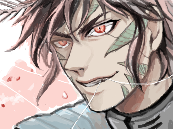 brown_hair, hizamaru_akari, nagura, red_eyes, solo, terra_formars