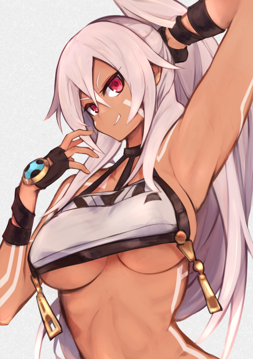 1girl, arm_behind_head, arm_up, armpits, azur_lane, bangs, black_gloves, bodypaint