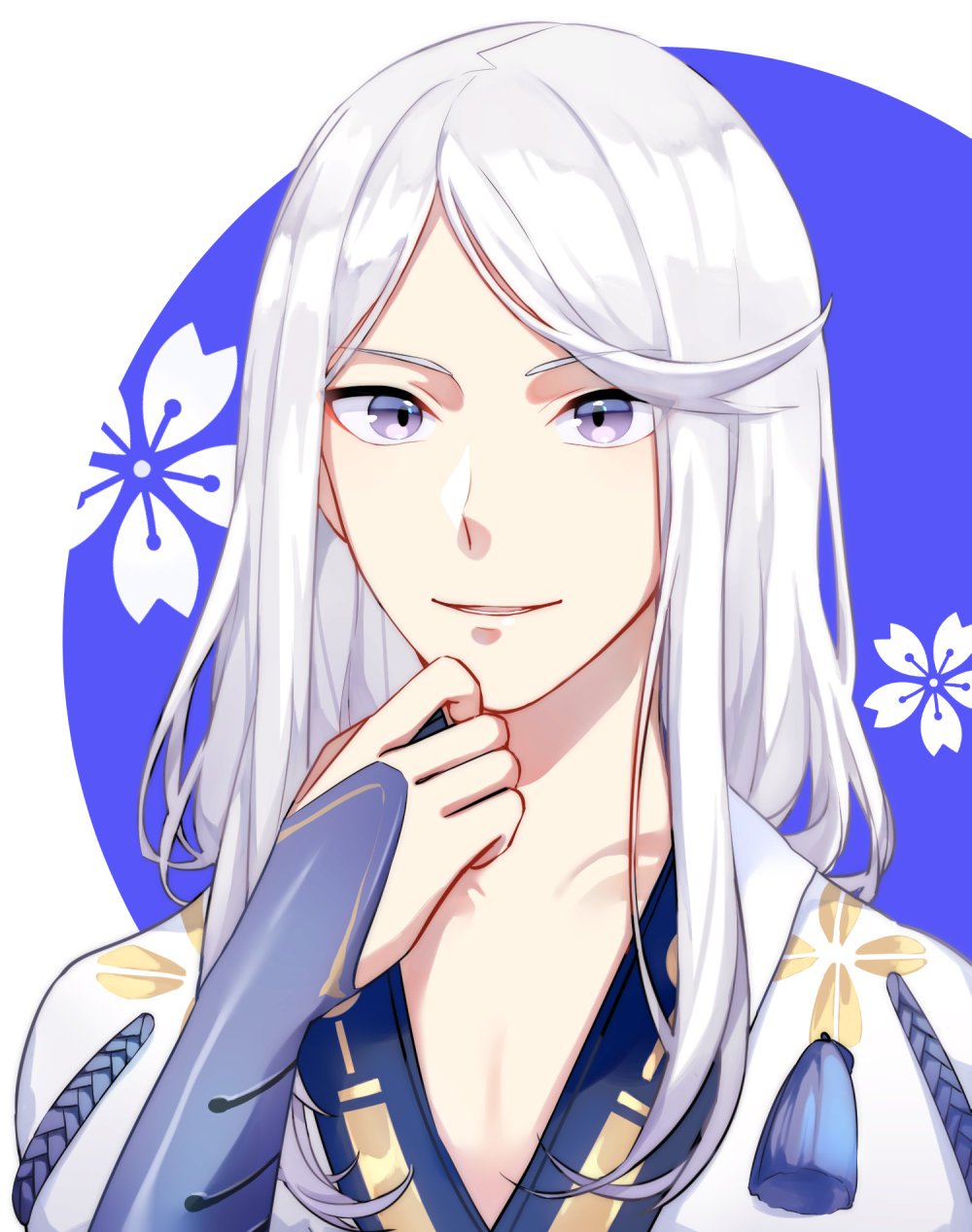 1boy, abe_no_seimei_(onmyoji), highres, long_hair, looking_at_viewer, male_focus, onmyoji, open_mouth, solo, tiyi_(tiyi_a09), violet_eyes, white_hair