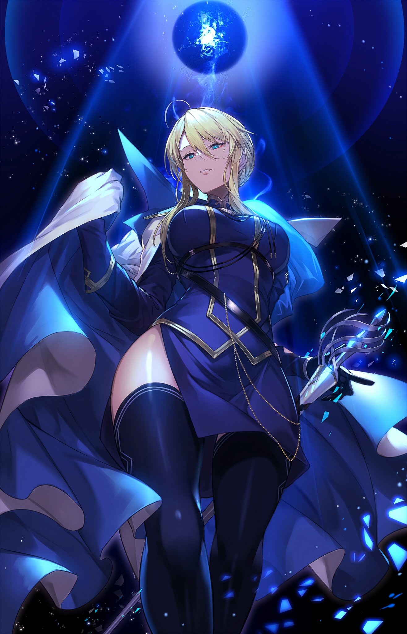 1girl, ahoge, aiguillette, artoria_pendragon_(all), artoria_pendragon_(lancer), bangs, belt, blonde_hair