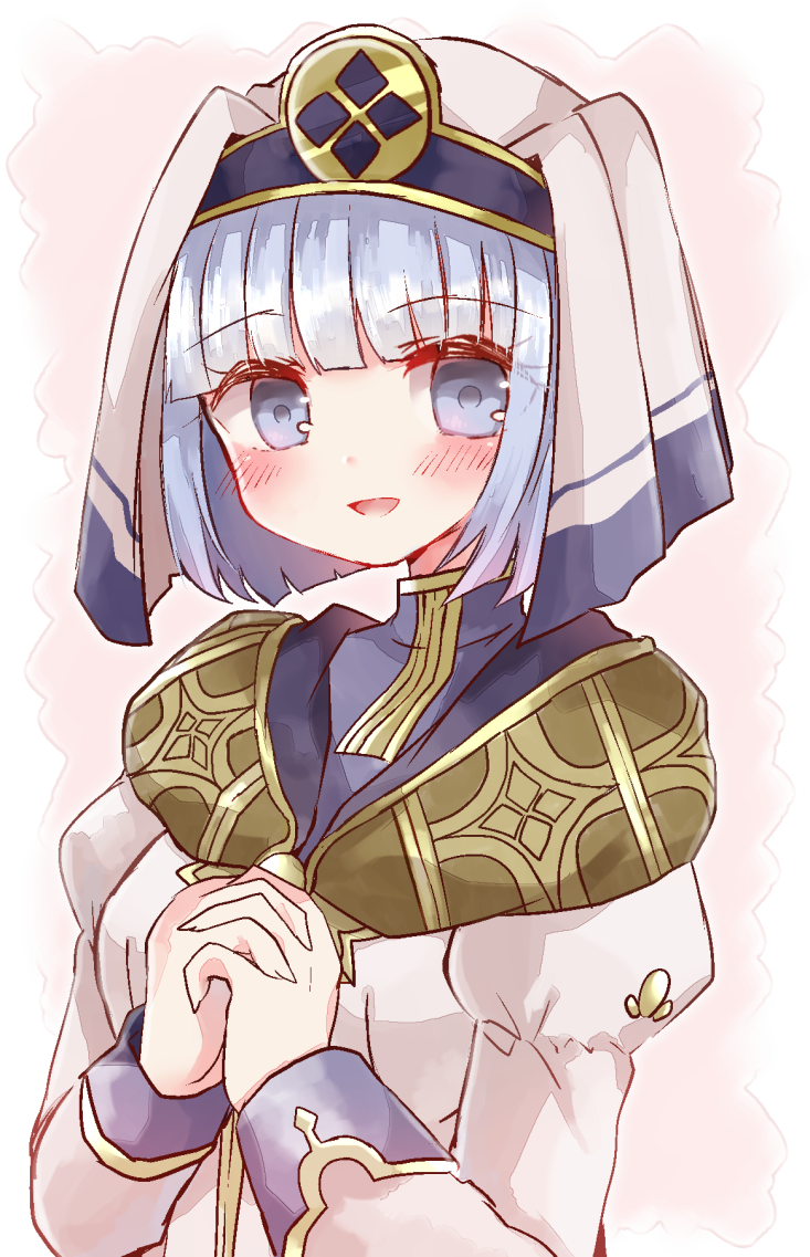 1girl, blue_eyes, blue_hair, blush, fire_emblem, fire_emblem_echoes:_shadows_of_valentia, open_mouth, praying