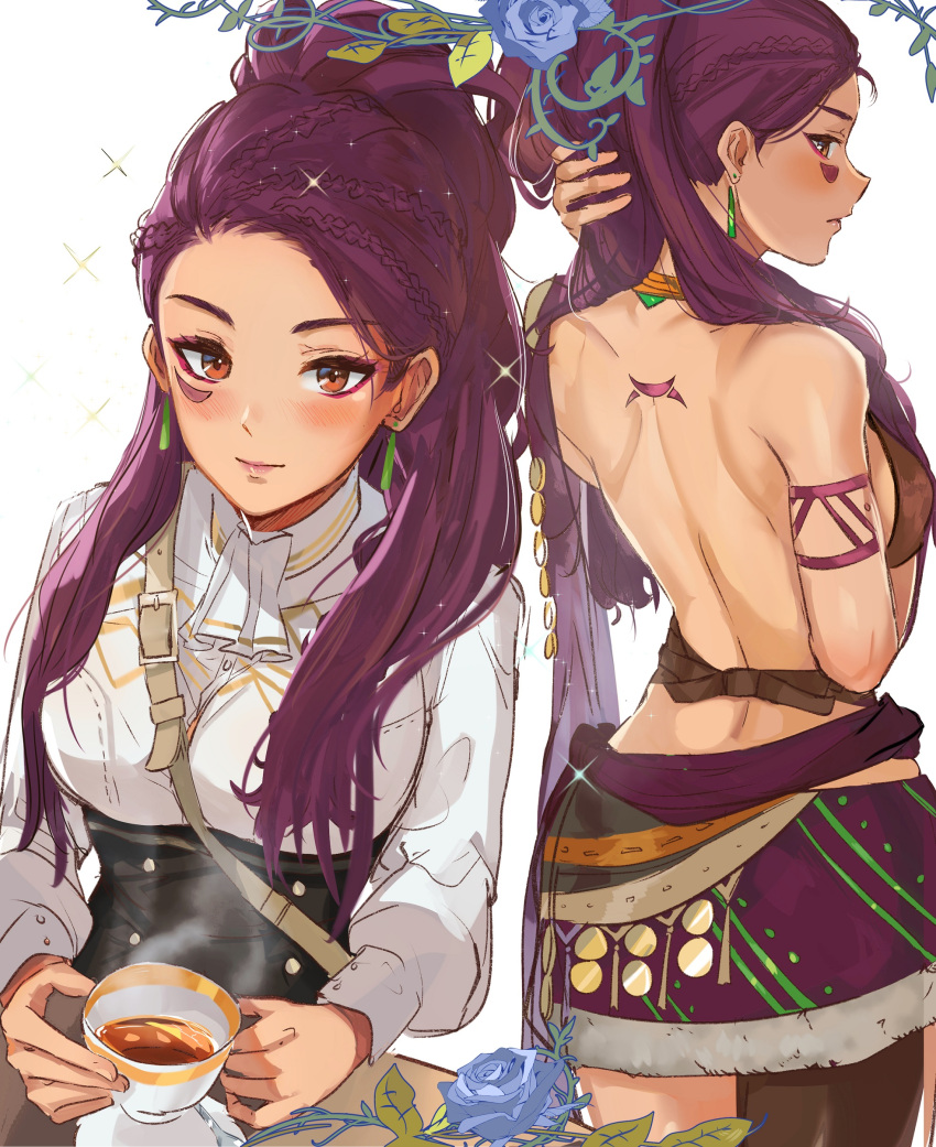1girl, absurdres, ass, back, backless_outfit, blush, braid, breasts