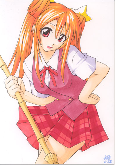 mahou_sensei_negima, mahou_sensei_negima!, mikagami_sou, plaid, plaid_skirt, sakura_mei, school_uniform, skirt