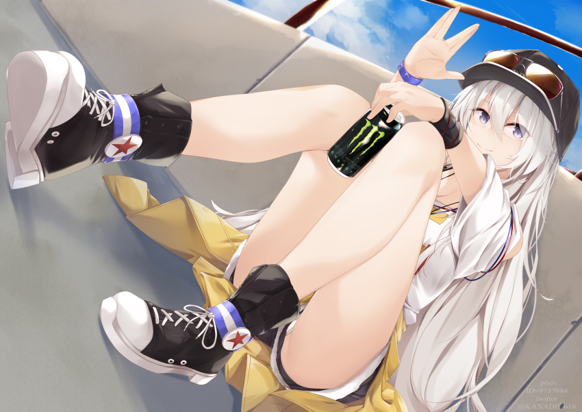 1girl, absurdres, alternate_costume, azur_lane, bangs, bare_shoulders, baseball_cap, black_footwear