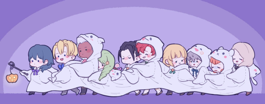 5boys, 5girls, adult, annette_fantine_dominic, ashe_ubert, black_hair, blonde_hair, blue_hair