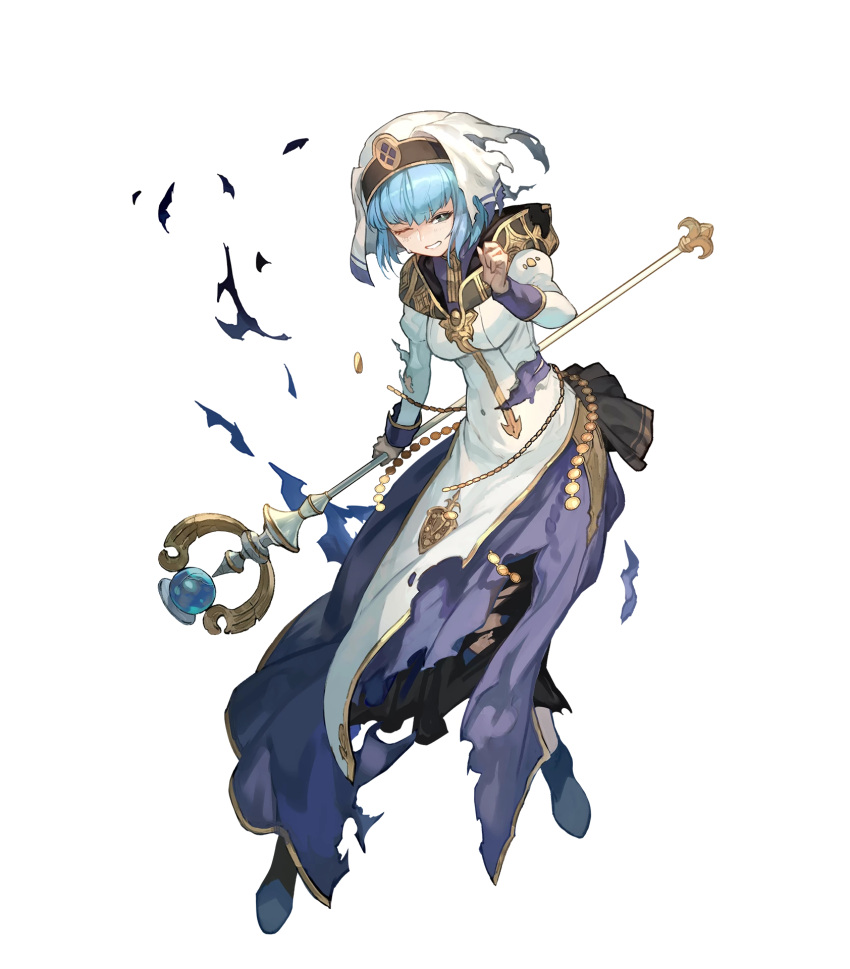 1girl, bangs, blonde_hair, breasts, clenched_teeth, detached_sleeves, dress, fire_emblem