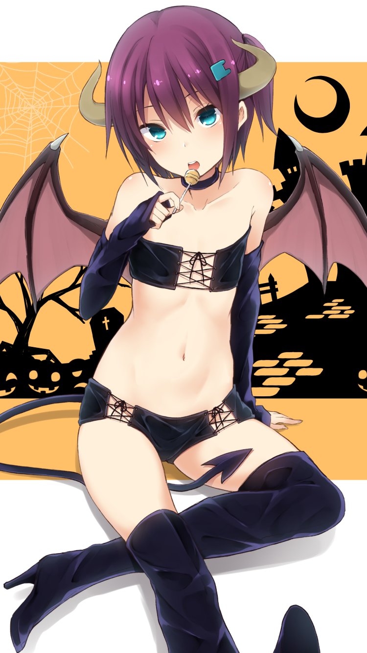 1girl, bandeau, bangs, bare_tree, black_bandeau, black_choker, black_footwear, black_legwear