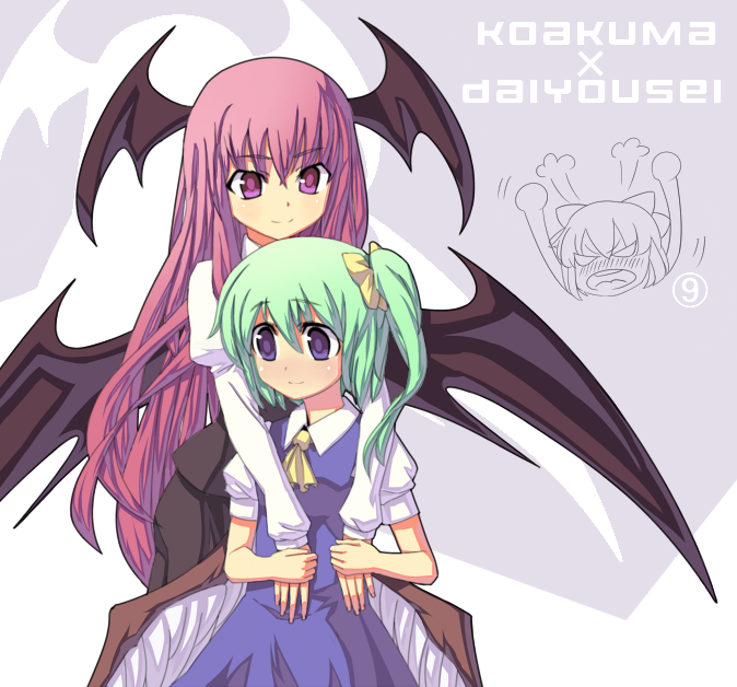 bad_id, blue_hair, cirno, daiyousei, fondolger, green_hair, head_wings, koakuma
