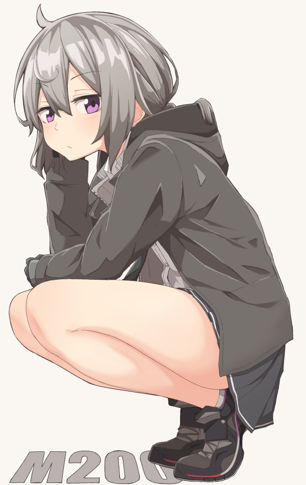 1girl, ahoge, blush, character_name, closed_mouth, eyebrows_visible_through_hair, from_side, full_body