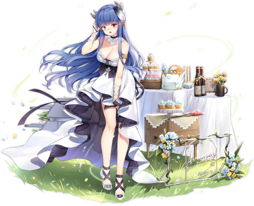 1girl, alternate_costume, armlet, azur_lane, bangs, blue_eyes, blue_hair, blush