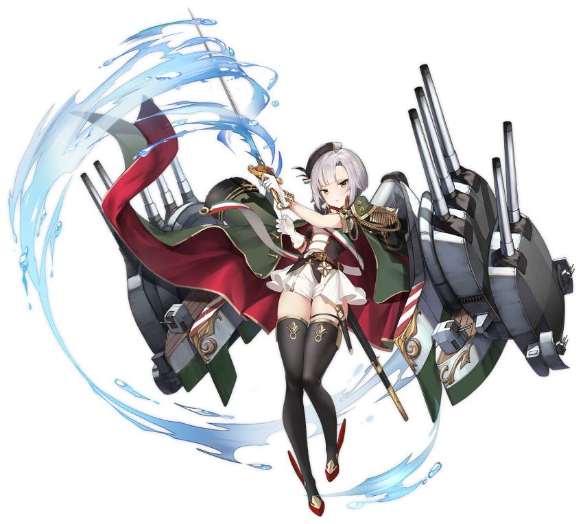 1girl, azur_lane, beret, boqboq, cape, conte_di_cavour_(azur_lane), expression_chart, female