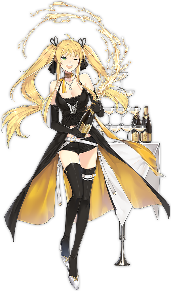 1girl, ;d, alternative_costume, anniversary, anthropomorphization, azur_lane, bangs, bare_shoulders