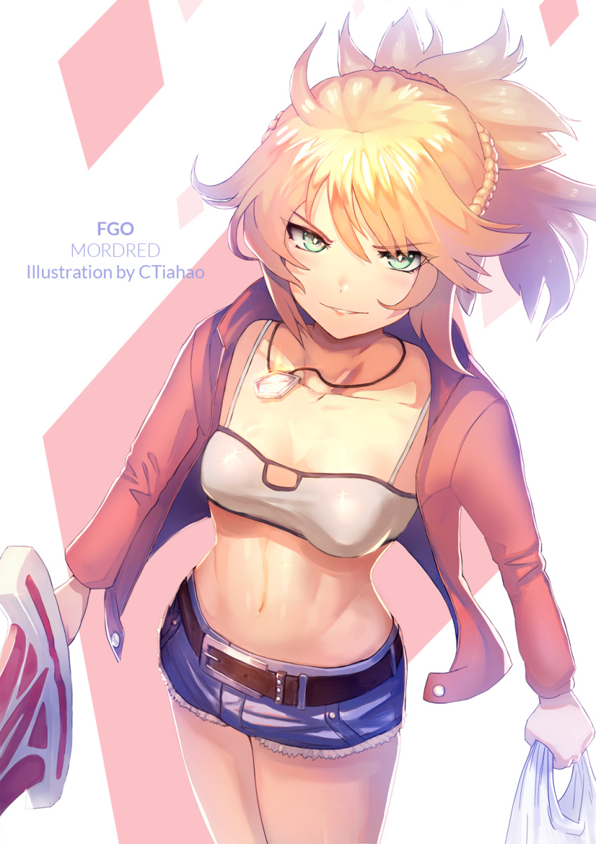 1girl, artist_name, belt, black_belt, blonde_hair, braid, breasts, character_name