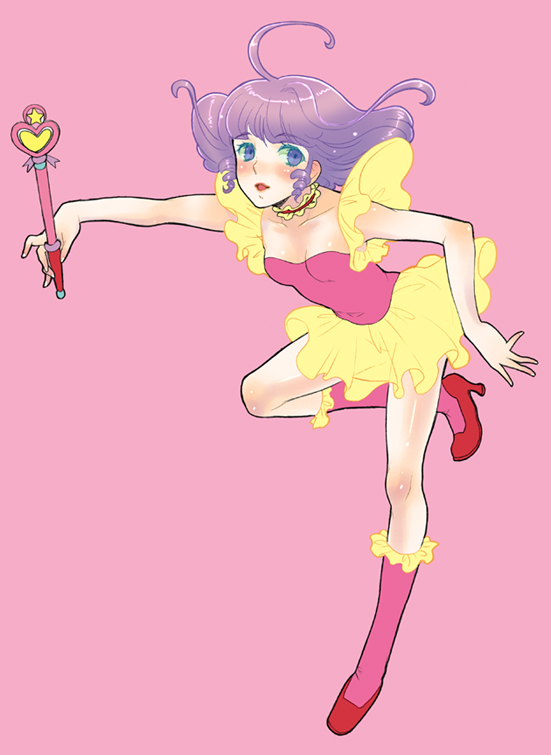 80's, ahoge, blush, choker, creamy_mami, dress, drill_hair, frills