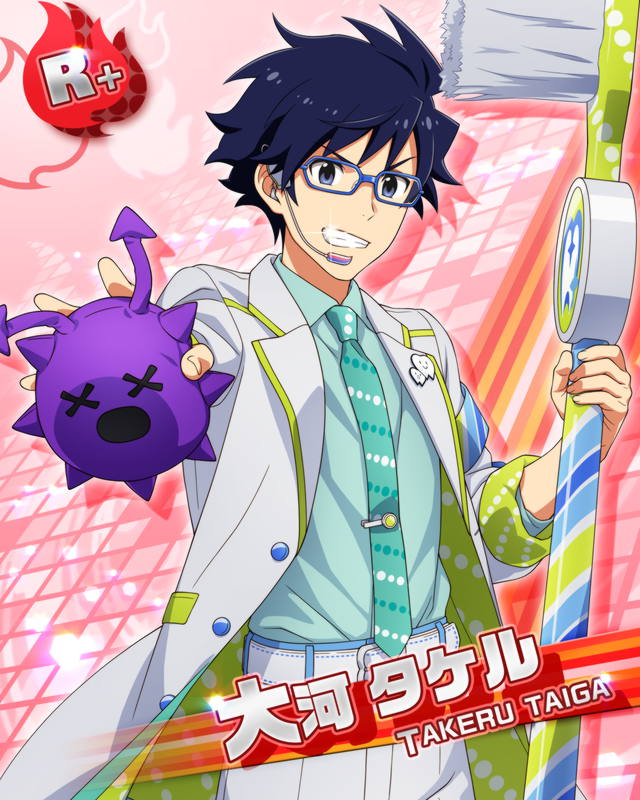 blue_eyes, blue_hair, character_name, glasses, idolmaster, idolmaster_side-m, jacket, short_hair