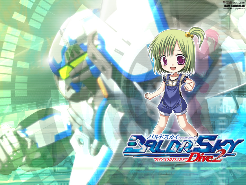 baldr_sky, chibi, green_hair, short_hair, wakakusa_nanoha