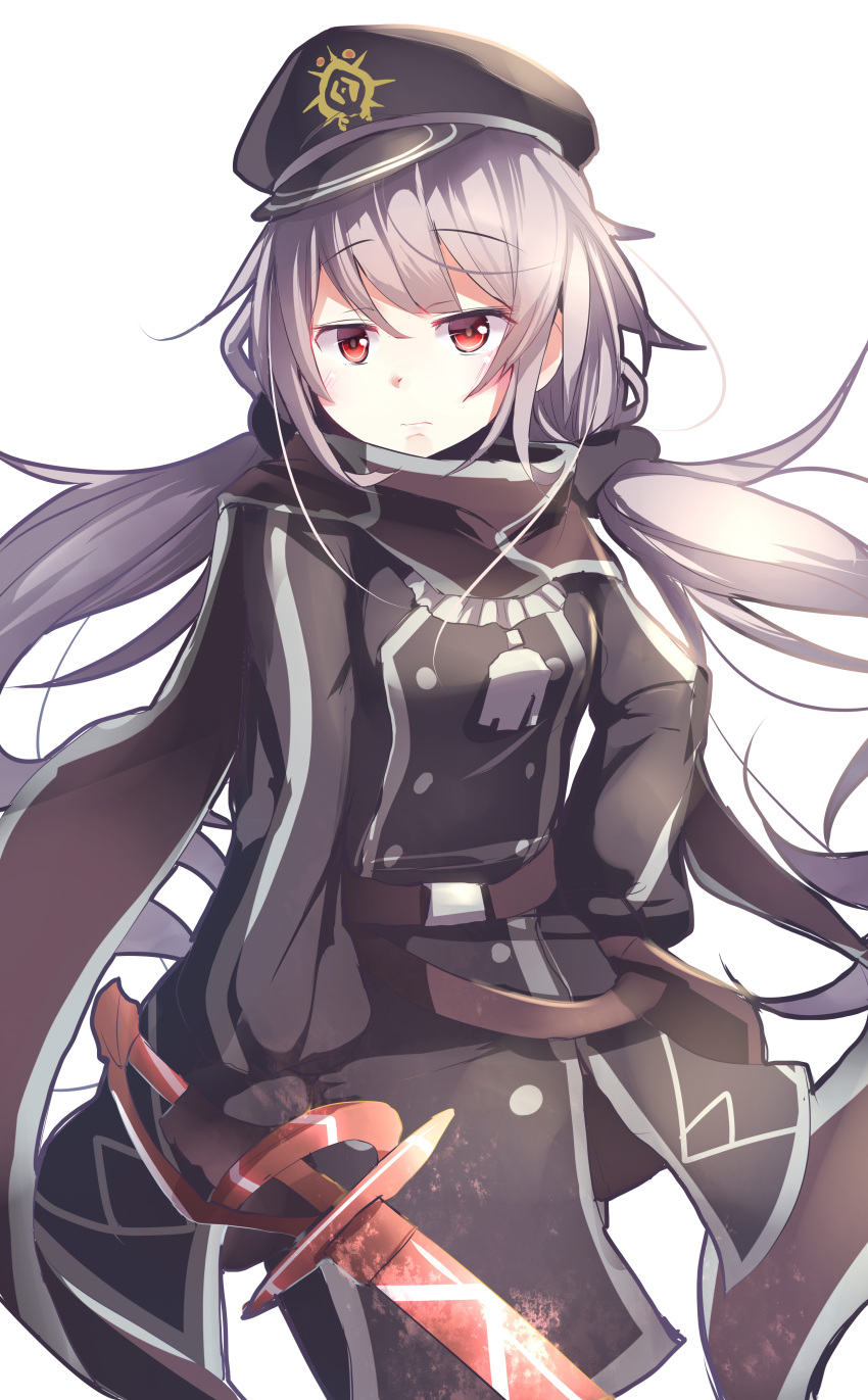 absurdres, duel_monster, ghost_ogre_&amp;_snow_rabbit, grey_hair, hat, highres, jacket, red_eyes