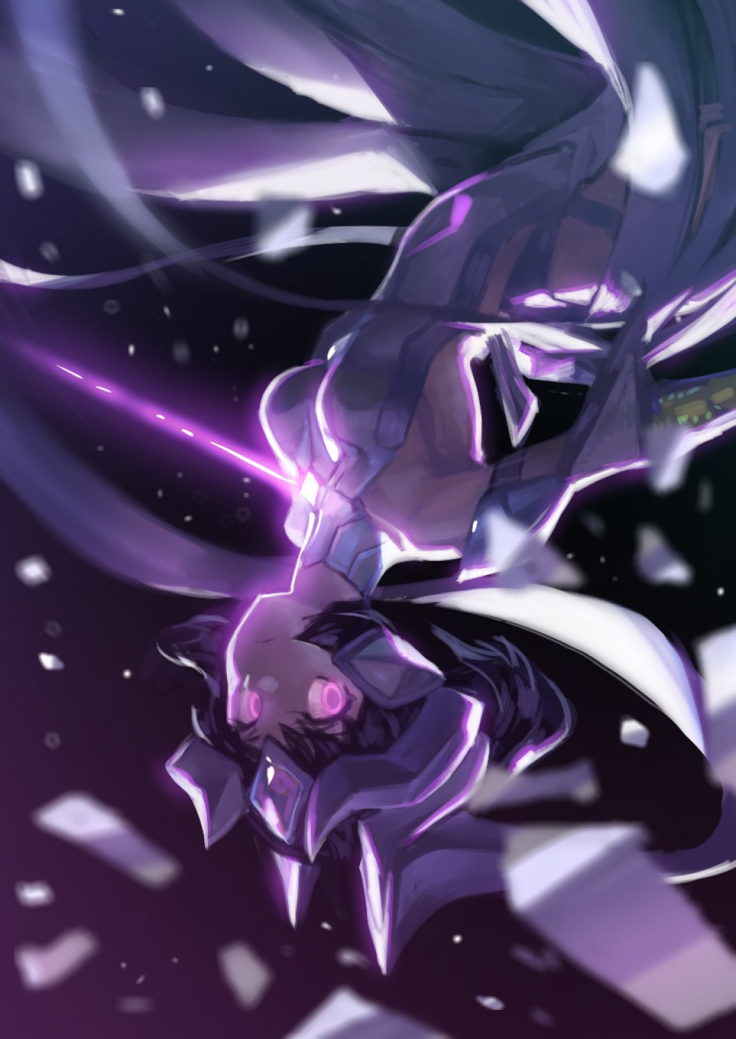 1girl, black_background, black_hair, breasts, forehead_jewel, glowing, glowing_eyes, headdress