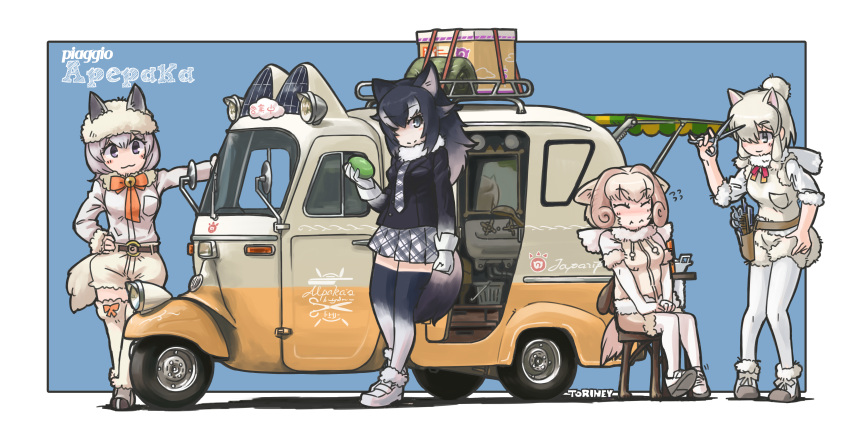 4girls, absurdres, alpaca_ears, alpaca_huacaya_(kemono_friends), alpaca_suri_(kemono_friends), alpaca_tail, animal_ears, arm_at_side
