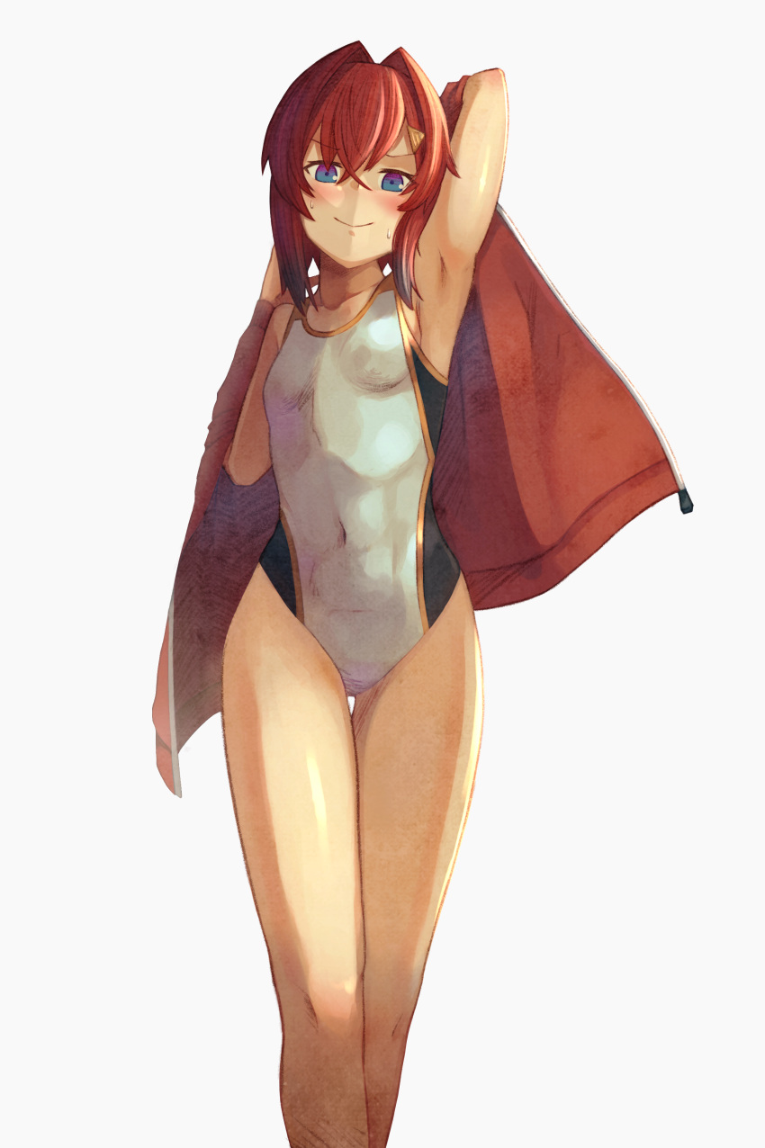 1girl, absurdres, ange_katrina, arm_up, armpits, bangs, blue_eyes, blush