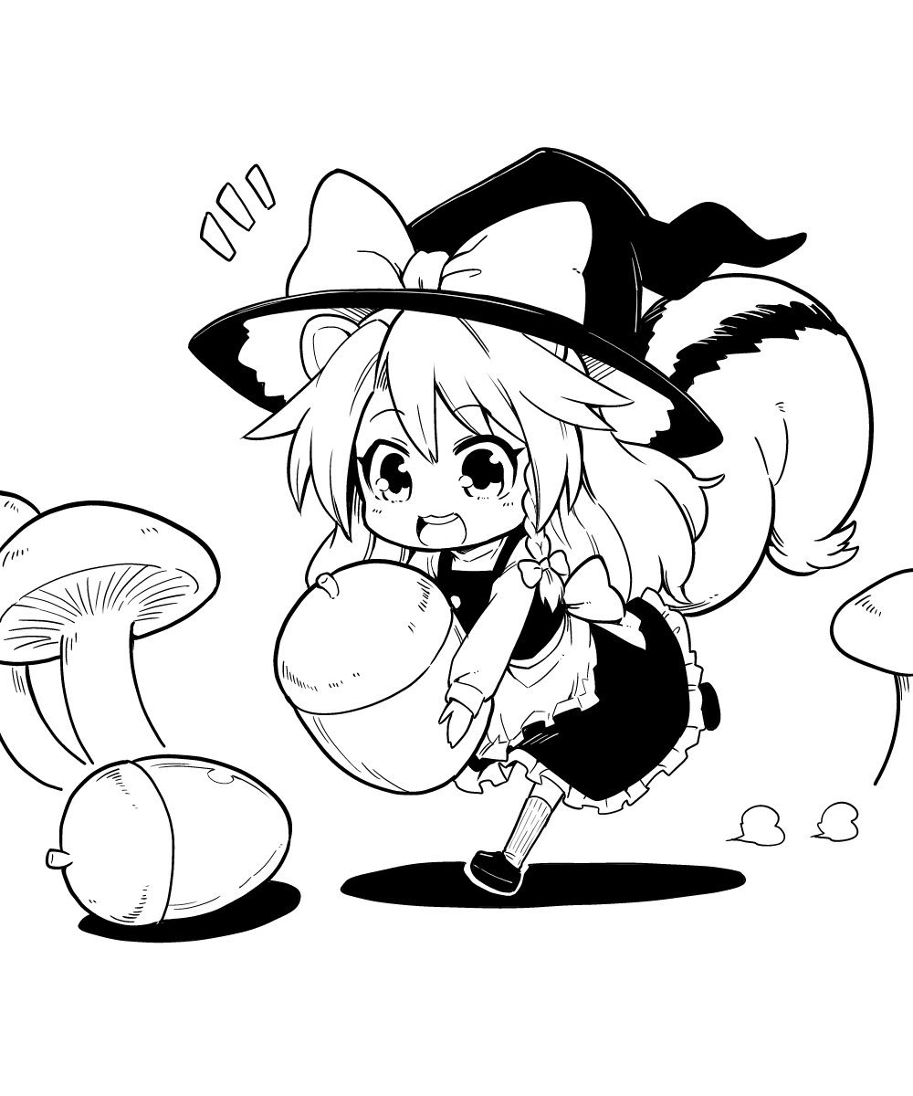 1girl, :3, animal_ears, apron, braid, commentary_request, full_body, futa_(nabezoko)