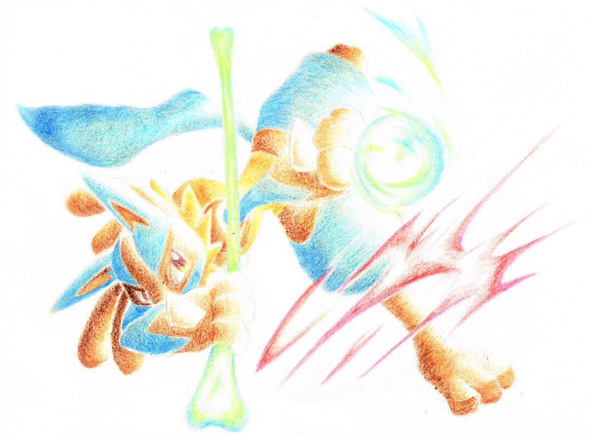 aura_sphere_(pokemon), blue_fur, bone, gen_4_pokemon, lucario, no_humans, pokemon, pokemon_(game)
