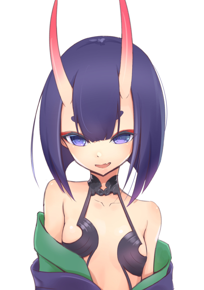 1girl, absurdres, bare_shoulders, fang, fate/grand_order, fate_(series), flat_chest, highres