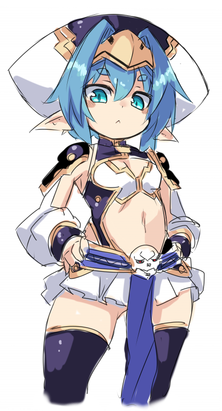 1girl, :<, ass_visible_through_thighs, bangs, black_legwear, black_leotard, blue_eyes, blue_hair