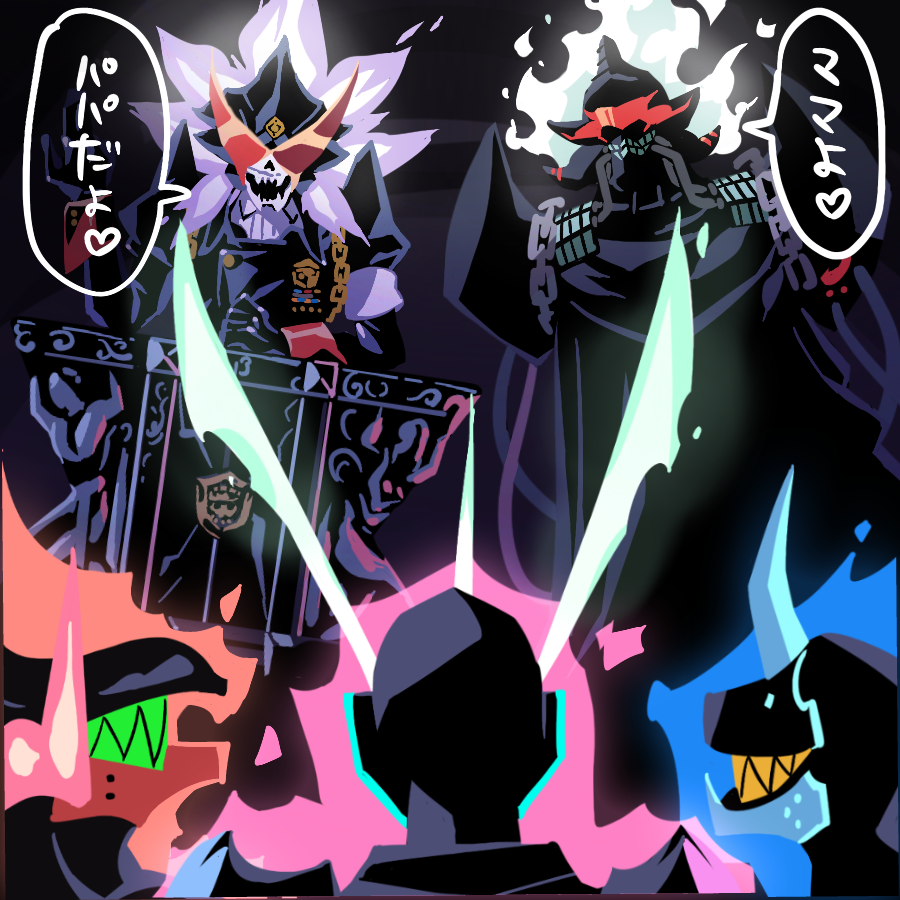 5boys, alexis_kerib, black_background, blue_fire, cape, chain, company_connection, desk