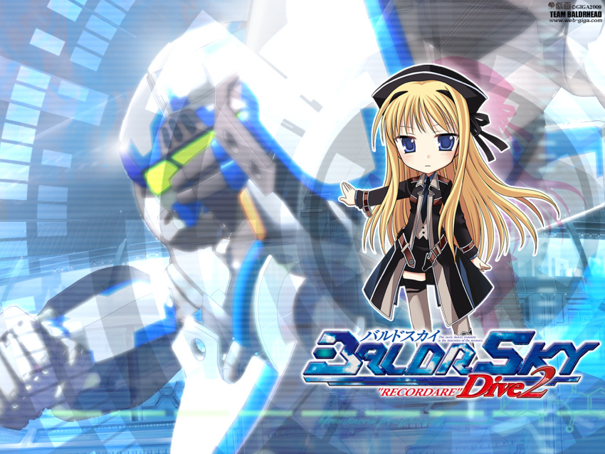 baldr_sky, blonde_hair, blue_eyes, chibi, kirishima_rein, long_hair