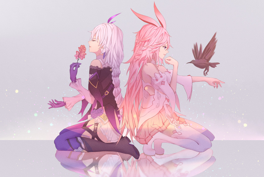 1girl, absurdres, animal_ears, boots, fox_ears, hair_ornament, highres, honkai_(series)