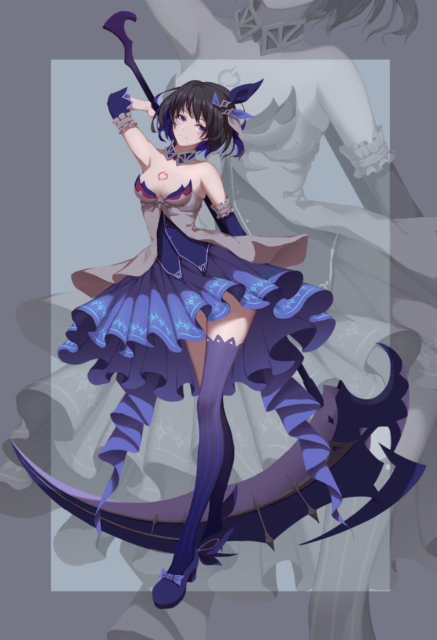 1543058536, 1girl, armor, benghuai_xueyuan, black_hair, dress, hair_ornament, highres