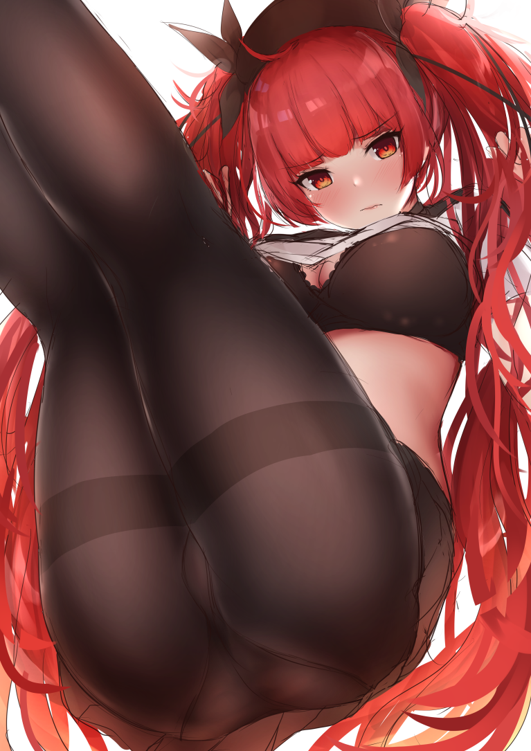 1girl, ass, azur_lane, bangs, black_legwear, black_ribbon, blush, breasts