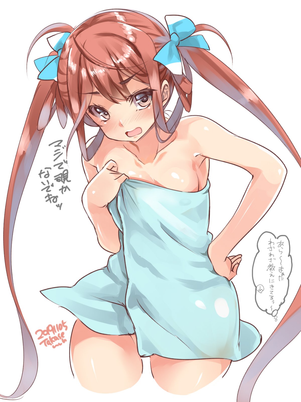 1girl, asagumo_(kantai_collection), blush, breasts, brown_eyes, brown_hair, eyebrows_visible_through_hair, hair_ornament