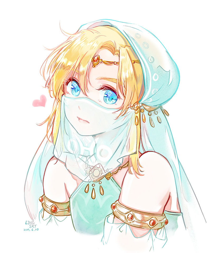 1boy, alternate_costume, arabian_clothes, armlet, artist_name, bare_shoulders, blonde_hair, blue_eyes
