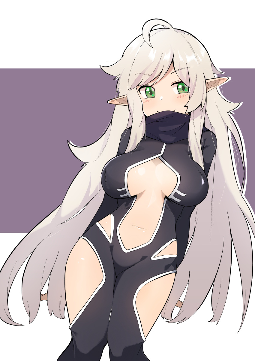 1girl, absurdres, ahoge, blonde_hair, blush, breast_cutout, breasts, dungeon_and_fighter
