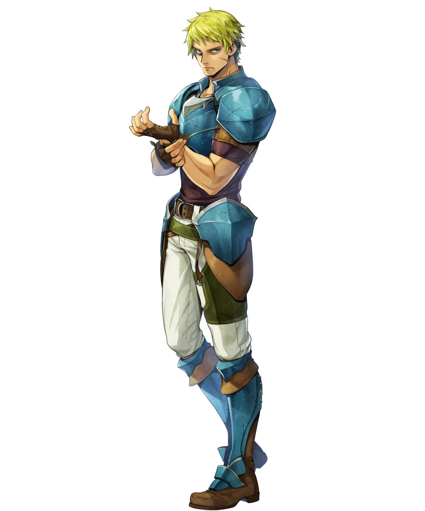 1boy, argon_(exys), armor, belt, blonde_hair, boots, brown_eyes, cormag_(fire_emblem)