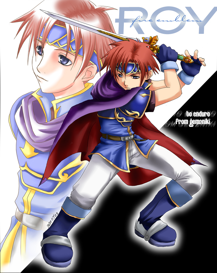 1boy, armor, artist_name, bangs, belt, binding_blade_(weapon), black_background, blue_eyes