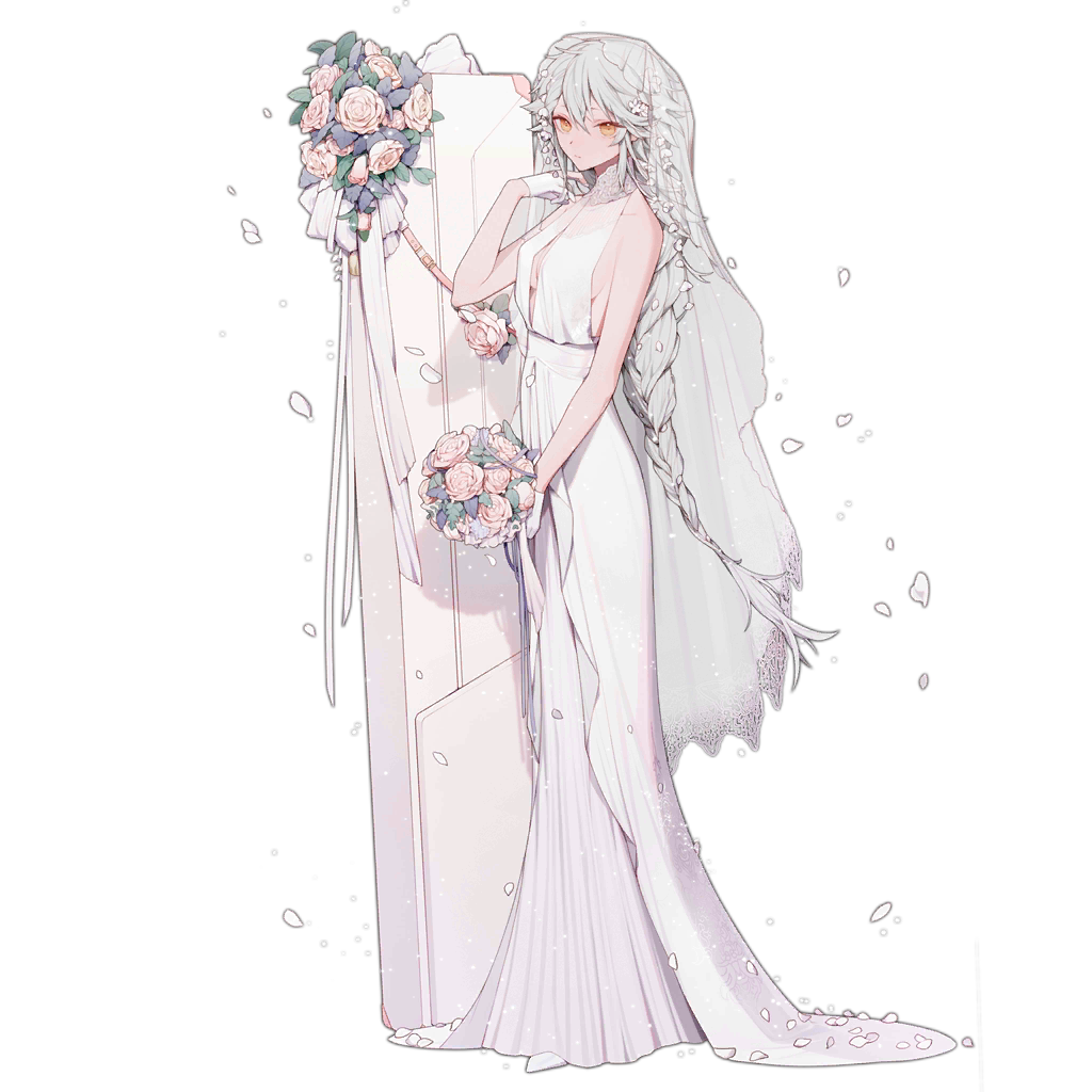 1girl, ahoge, alternate_costume, alternate_hairstyle, bangs, bare_shoulders, blush, bouquet