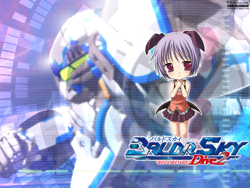 baldr_sky, chibi, minazuki_makoto, purple_hair, red_eyes, short_hair