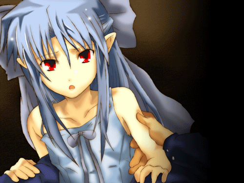bad_id, crossover, flat_chest, lowres, melty_blood, parody, pointy_ears, red_eyes