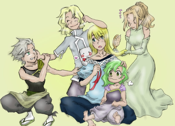 cain_highwind, cecil_harvey, child, edge_(ffiv), edward_geraldine, final_fantasy, final_fantasy_iv, green_hair